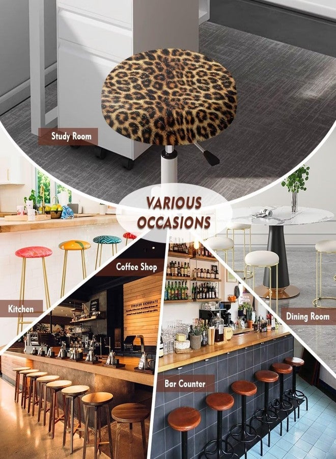 أغطية مقاعد دائرية بنقشة جلد النمر من وانينت، لون بني، فائقة التهوية، مناسبة لكرسي بار أو وسادة مقعد، مقاس 14-16 بوصة، غطاء كرسي سرج، عبوة من قطعتين - Image 4